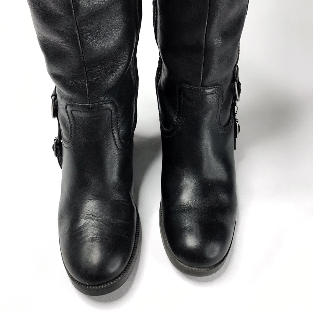 Lauren Ralph Lauren Calvina Tall Black Genuine Leather Boots Size 5.5 - Picture 4 of 10
